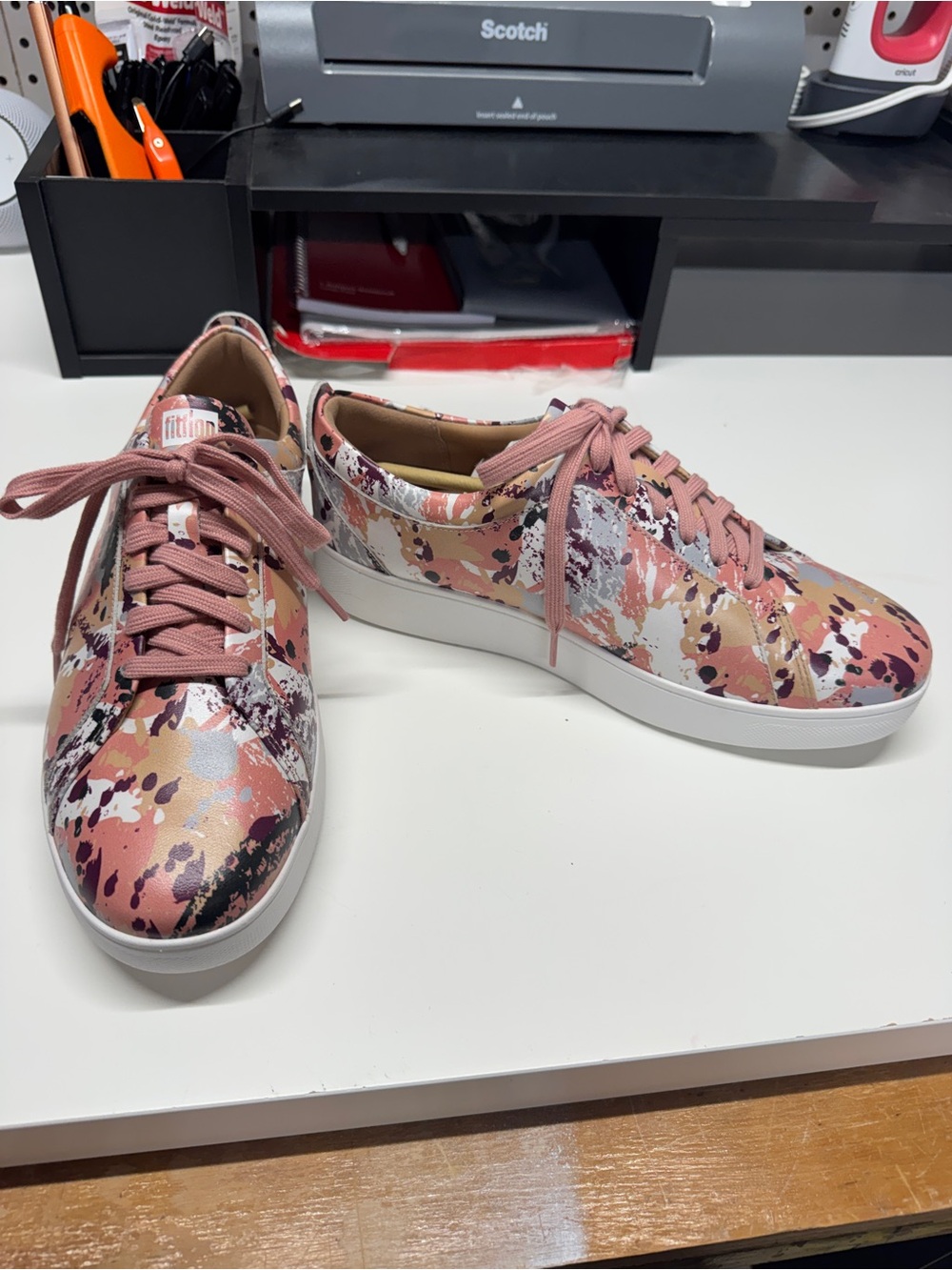 FitFlop Pink Multi-Color Splatter Lace-Up Sneakers